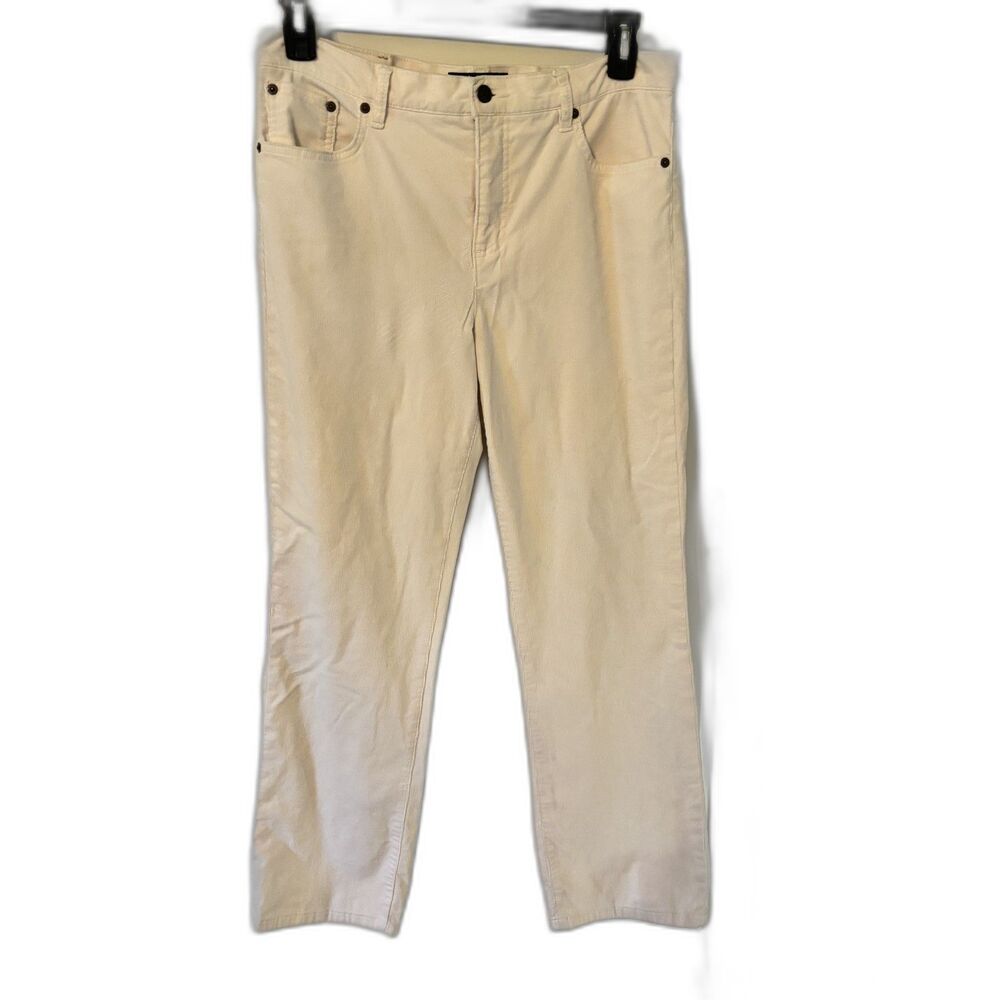 Lauren Ralph Lauren LRL Petite Cream Corduroy Pants 14P Bootcut Stretch - Picture 2 of 8